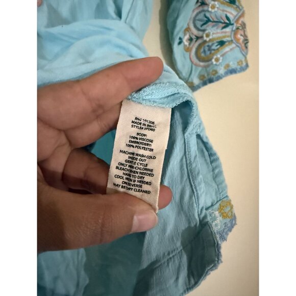 Soft Surroundings Turquoise Blue River Island Embroidered Tunic Size XS Boho - Picture 4 of 5